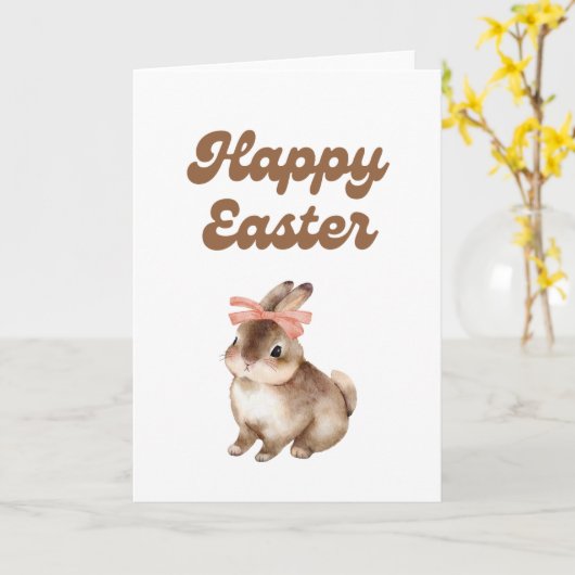 Happy Easter Bunny Greeting Card Kaart (Gele Bloem)