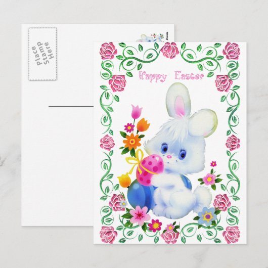 Happy Easter Bunny Holiday briefkaart (Voorkant / Achterkant)
