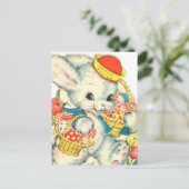 Happy Easter Bunny Holiday  Nostalgisch Feestdagenkaart (Staand voorkant)