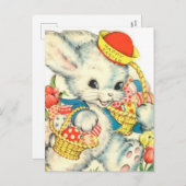 Happy Easter Bunny Holiday  Nostalgisch Feestdagenkaart (Voorkant / Achterkant)