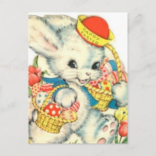 Happy Easter Bunny Holiday  Nostalgisch Feestdagenkaart