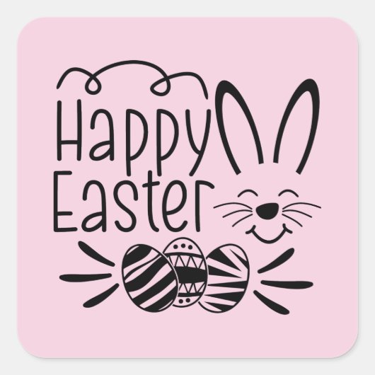 Happy Easter bunny Holiday Vierkante Sticker (Voorkant)