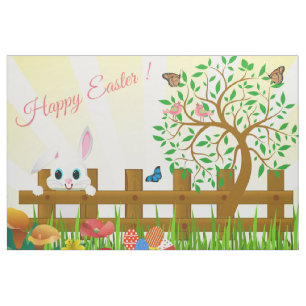 Happy Easter bunny illustratie Stof