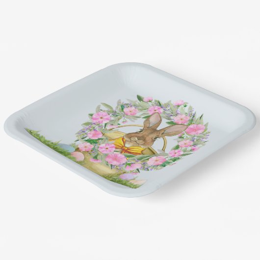 Happy Easter Bunny in een Bucket Papieren Bordje (Gebogen)