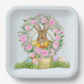 Happy Easter Bunny in een Bucket Papieren Bordje (Voorkant)