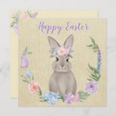 Happy Easter Bunny in Watercolor Flowers (Voorkant / Achterkant)