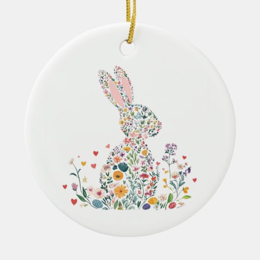 Happy Easter Bunny Keramisch Ornament (Voorkant)