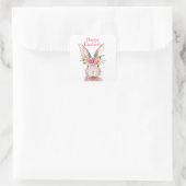 Happy easter Bunny konbit flower pastelroze Vierkante Sticker (Tas)