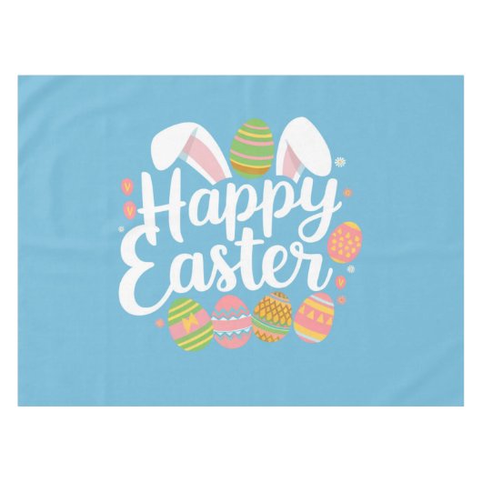 Happy Easter Bunny Konijn Ei Vakantie Tafelkleed (Voorkant (Horizontaal))