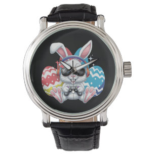 Happy Easter Bunny Konijn Gaming Gamer Games Horloge