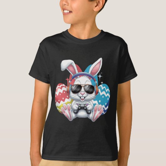 Happy Easter Bunny Konijn Gaming Gamer Games T-shirt (Voorkant)