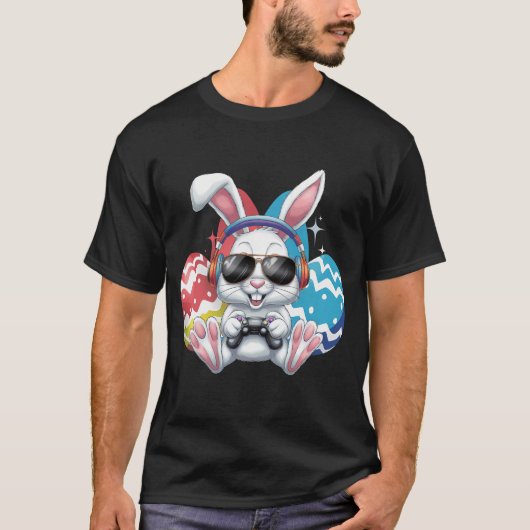 Happy Easter Bunny Konijn Gaming Gamer Games T-shirt (Voorkant)