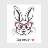 Happy Easter Bunny Konijn Gezicht met Bril Sticker (Vel)