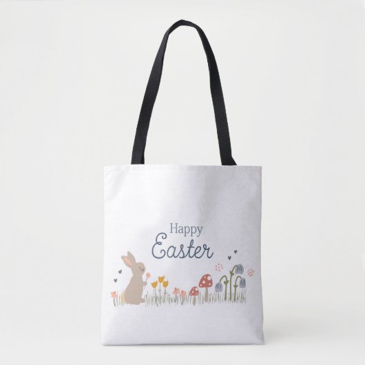 Happy Easter Bunny Konijn Vakantie Schattige Tote Bag (Voorkant)