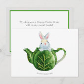 Happy Easter Bunny Lettuce Teapot Feestdagenkaart (Voorkant / Achterkant)