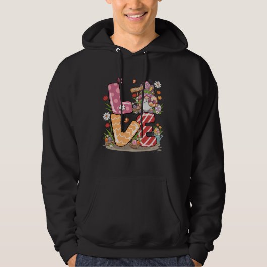 Happy Easter Bunny LOVE Gnome Easter Egg Hunting Hoodie (Voorkant)
