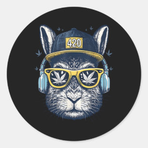 Happy Easter Bunny Mannen Roken Weed Easter Ronde Sticker