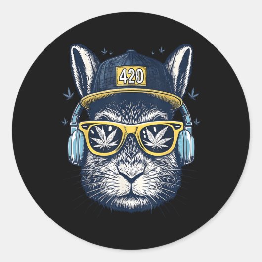 Happy Easter Bunny Mannen Roken Weed Easter Ronde Sticker (Voorkant)
