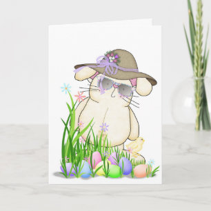 Happy Easter Bunny met Bonnet Feestdagen Kaart