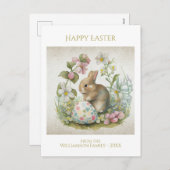 Happy Easter  Bunny met Eg Personalized Feestdagenkaart (Voorkant / Achterkant)
