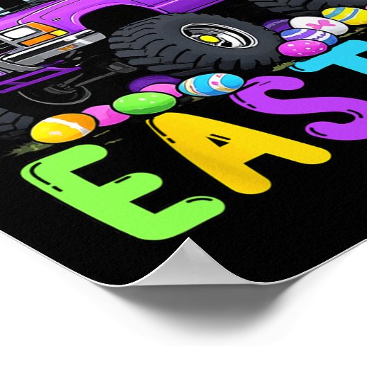 Happy Easter Bunny Monter Truck Grappige Waanzin Poster (Hoek)