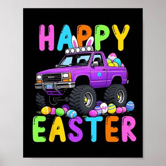 Happy Easter Bunny Monter Truck Grappige Waanzin Poster (Voorkant)
