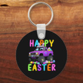 Happy Easter Bunny Monter Truck Grappige Waanzin Sleutelhanger (Voorkant)
