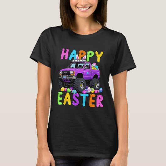 Happy Easter Bunny Monter Truck Grappige Waanzin T-shirt (Voorkant)