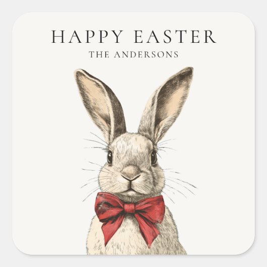 Happy Easter Bunny Nostalgic Vierkante Sticker (Voorkant)
