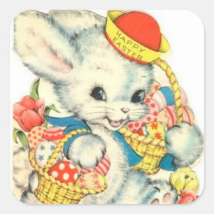 Happy Easter bunny Nostalgische sticker