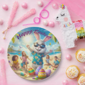 Happy Easter Bunny op het strand Papieren Bordje (Feest)