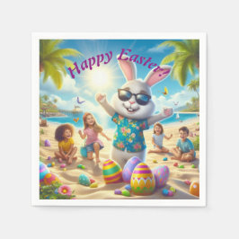 Happy Easter Bunny op het strand Servet