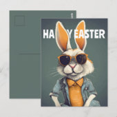 Happy Easter Bunny Orange Sunglasses Funny Briefkaart (Voorkant / Achterkant)
