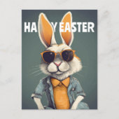 Happy Easter Bunny Orange Sunglasses Funny Briefkaart (Voorkant)