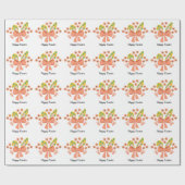 "Happy Easter" Bunny oren en roze strik patroon Cadeaupapier (Vlak)