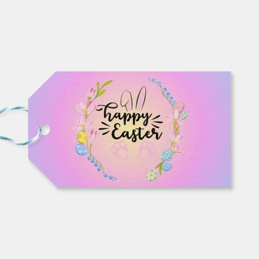 Happy Easter Bunny Outline  pastel Cadeaulabel (Achterkant Horizontaal)
