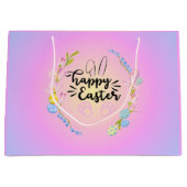 Happy Easter Bunny Outline  pastel Groot Cadeauzakje (Voorkant)