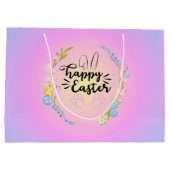 Happy Easter Bunny Outline  pastel Groot Cadeauzakje (Achterkant)