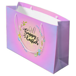 Happy Easter Bunny Outline pastel Groot Cadeauzakje