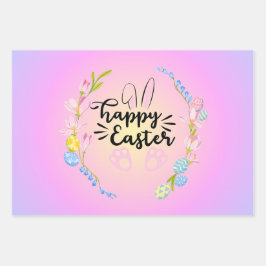 Happy Easter Bunny Outline  pastel Inpakpapier Vel