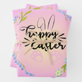 Happy Easter Bunny Outline  pastel Inpakpapier Vel (In situ)