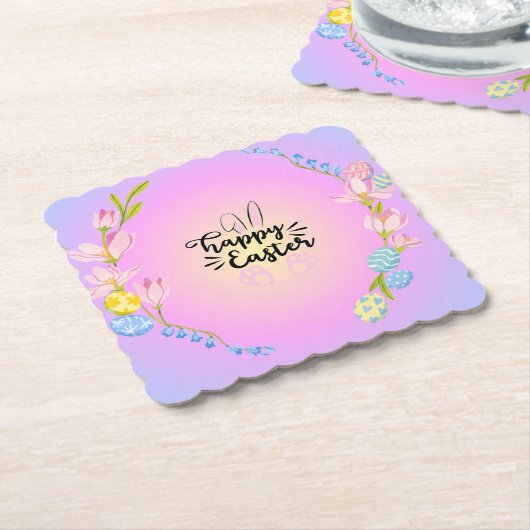 Happy Easter Bunny Outline  pastel Kartonnen Onderzetters (Gebogen)