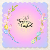 Happy Easter Bunny Outline  pastel Kartonnen Onderzetters (Voorkant)