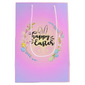 Happy Easter Bunny Outline  pastel Medium Cadeauzakje (Achterkant)