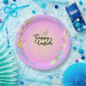 Happy Easter Bunny Outline pastel Papieren Bordje (Feest)