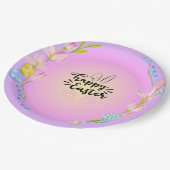 Happy Easter Bunny Outline pastel Papieren Bordje (Gekanteld)