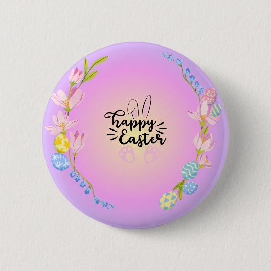 Happy Easter Bunny Outline pastel Ronde Button 5,7 Cm (Voorkant)