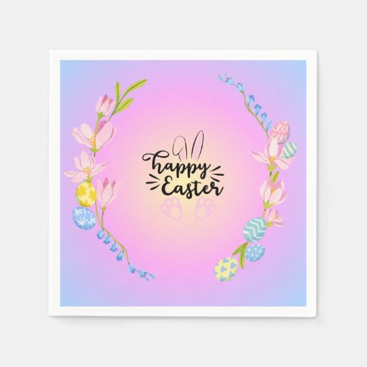 Happy Easter Bunny Outline  pastel Servet (Voorkant)