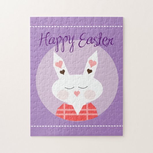 Happy Easter Bunny Paars Legpuzzel (Verticaal)