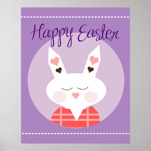 Happy Easter Bunny Paars Poster (Voorkant)